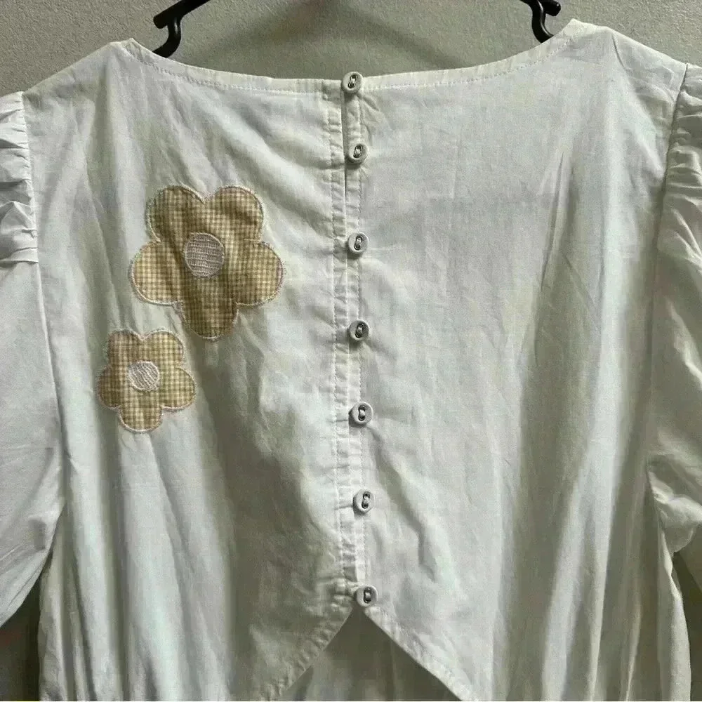 SOLD Madewell Annamarie Embroidered Mini Dress | White & Beige | Women’s Size 0 - Picture 11 of 16